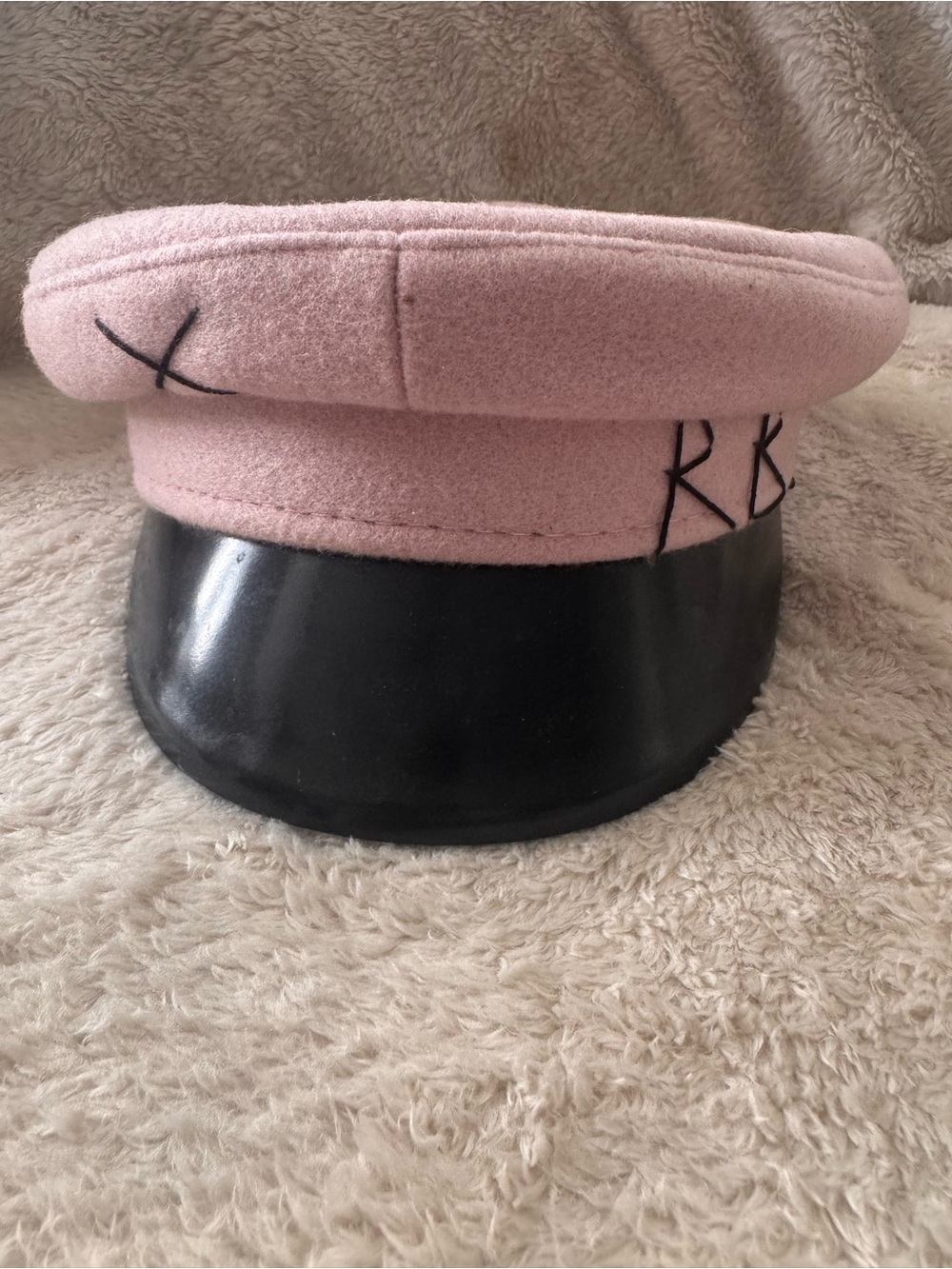Ruslan Baginsky Pink Wool Baker Boy Cap